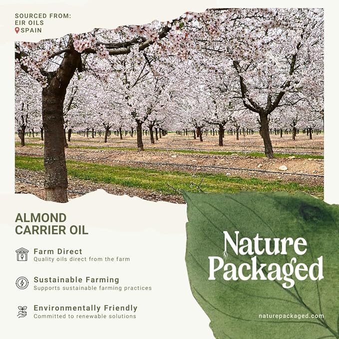 Nature Packaged Sweet Almond Oil - for Skin and Hair - Carrier Oil for Essential Oils Mixing - From EIR Oils' Farm in Mallorca, Spain - 1 Gallon