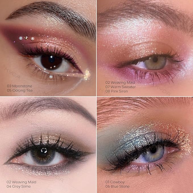 KYDA Single Glitter Eyeshadow, Neutral Brown Champagne Eyeshadow, Lasting Blendable Shimmer Creamy Eyes Shadow, Sparkling Eyes Glitter, Soft Buildable Glossy Color, Wet Look Effect, Brown Cedar