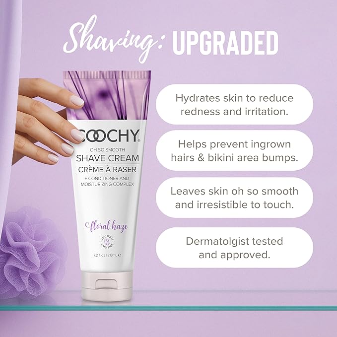 Coochy Shave Cream - Moisturizing Shave Lotion - Gentle Intimate Shaving Cream - For Bikini Area, Underarms, Legs & More - Rash-Free, Hydrating Formula - Floral Haze, 7.2 oz