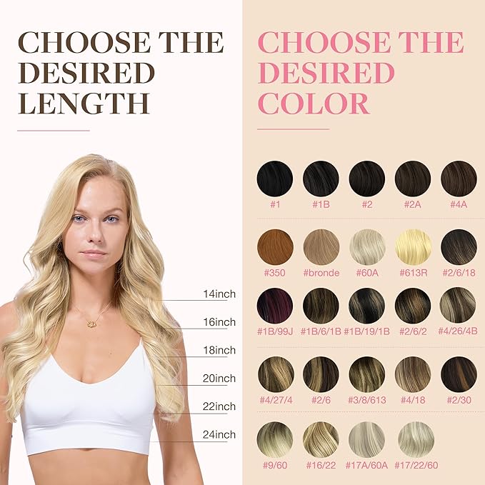 GOO GOO Tape in Hair Extensions Human Hair, 18ET90A Natural Blonde Balayage, 14inch 25g 10pcs, Skin Weft Seamless Invisible, Silky Straight with Thick Ends, Remy Human Hair