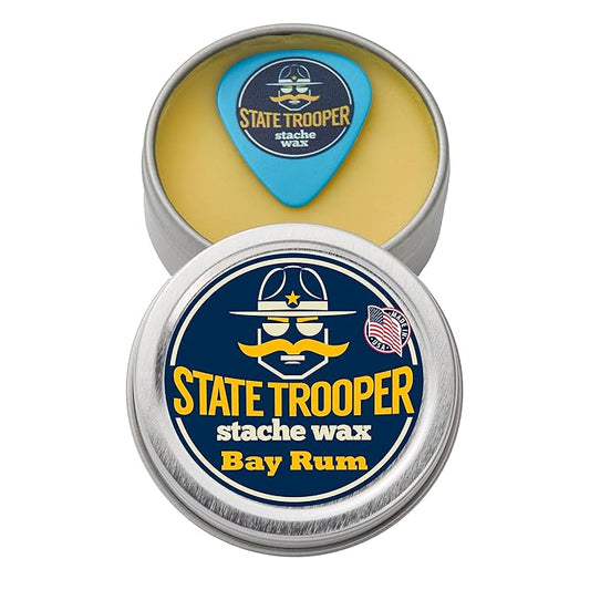 Medium Hold Mustache Wax with Beeswax, Coconut Oil & Lanolin – Natural Moustache Grooming & Styling Wax with Bay Rum Scent - Nourishing Mustache Conditioner & Sculpting Wax