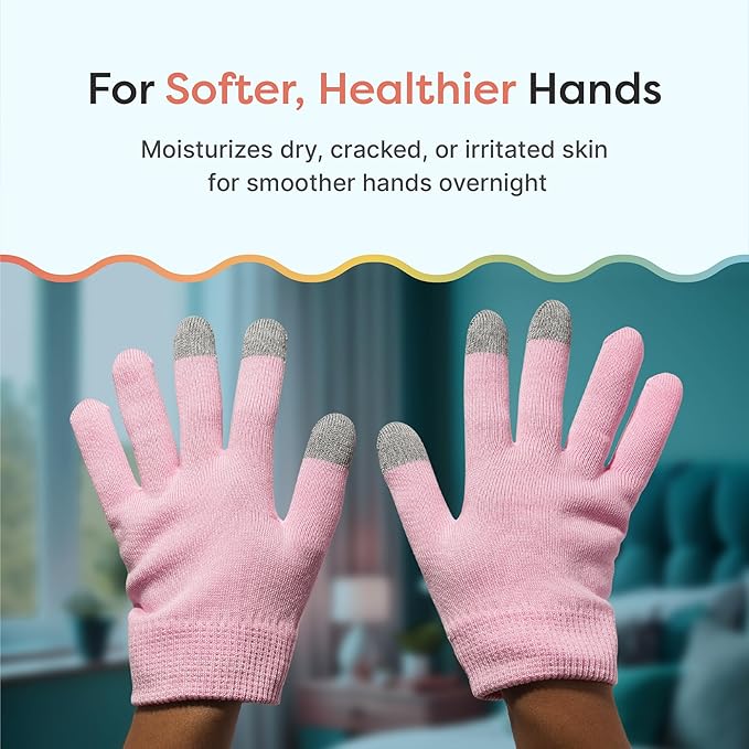 ZenToes Moisturizing Gloves for Dry Hands, Gel Infused with Jojoba Seed Oil, Olive Oil and Vitamin E, Overnight Hand Moisturizer (OSFM, Cotton Pink)