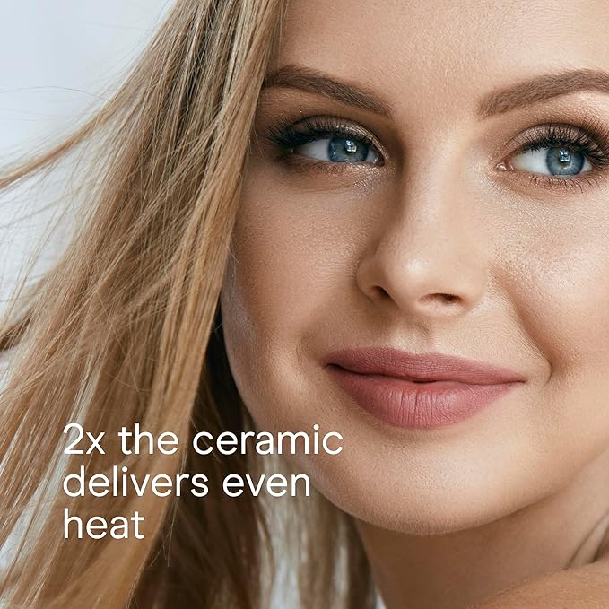 Conair Double Ceramic Flat Iron, 1-Inch Flat Iron Hair Straightener with Claw Clip, 5 Heat Settings, Extra-Long Floating Plates, White