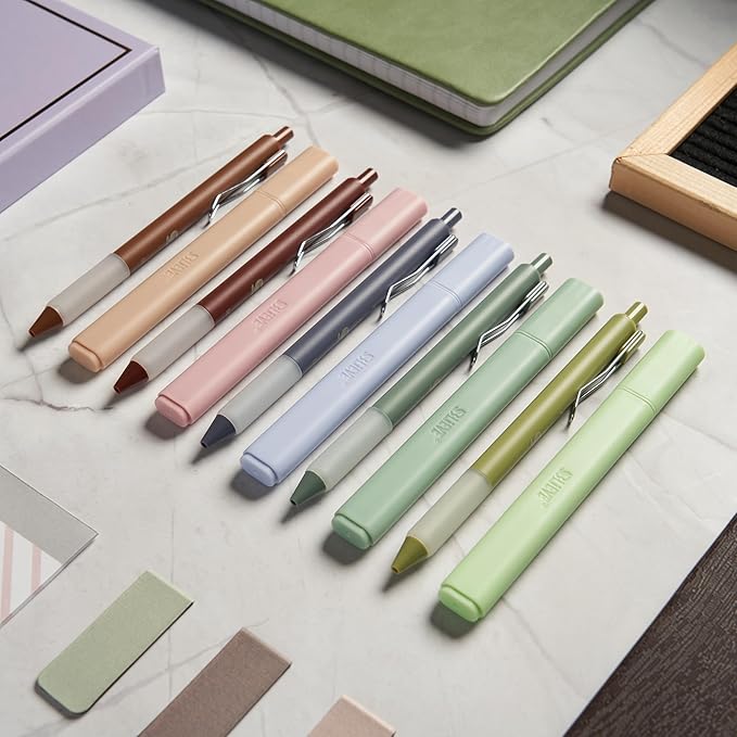 BLIEVE - Aesthetic Highlighters and Gel Pens With Soft Ink and Chisel Tip, Bible Highlighters and Pens No Bleed, Dry Fast Easy to Hold, for Bible Journaling Planner Supplies (EARTHY)