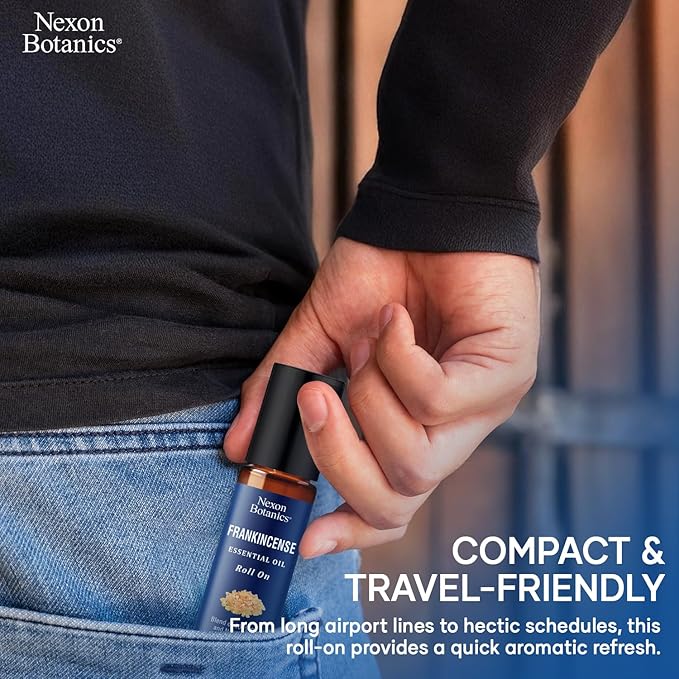 Frankincense Essential Oil Roll-On Blend 10 ml - Pure, Natural Oil with Grapeseed for Aromatherapy & Skin Care - Nexon Botanics