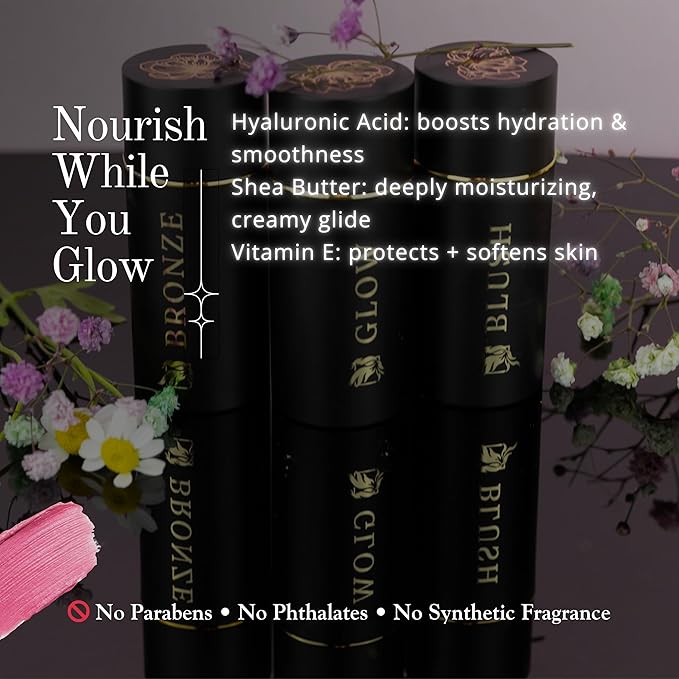 Phoenix Beauty Contour Trio with Cream Blush, Bronzer & Highlighter - Buildable, Pigmented Hydrating Formula with Shea Butter, Vitamin E, Hyaluronic Acid & Squalane; Gift Set (Twilight, Regular Trio)