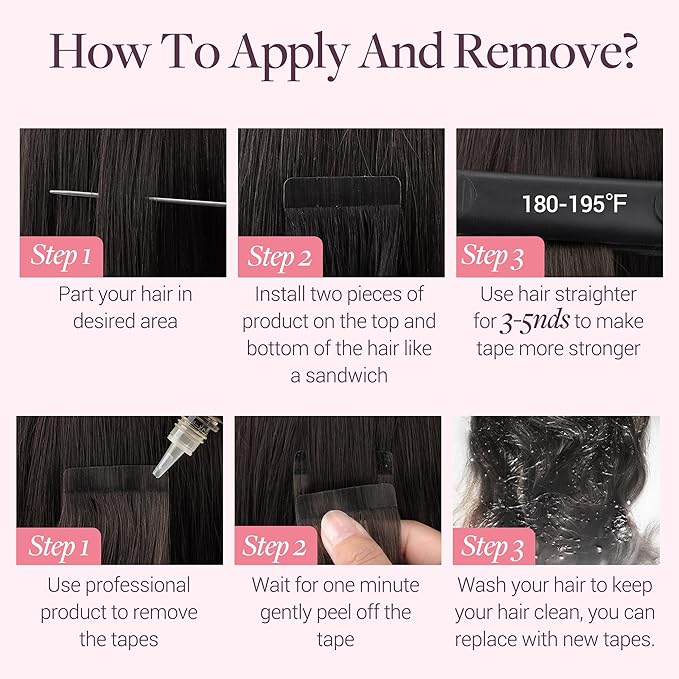 GOO GOO Tape in Hair Extensions Human Hair, 2 Dark Brown, 18inch 50g 20pcs, Skin Weft Seamless Invisible, Silky Straight with Thick Ends, Remy Human Hair