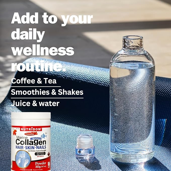 Nutridom Hydrolyzed Marine Collagen Peptides Powder, Wild-Caught from Nova-Scotia, Supports Hair, Skin & Nails, Non-GMO, Free of Gluten, Soy & Dairy (303 g)