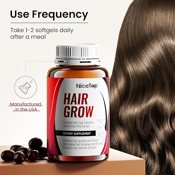 Hair Growth Supplement, Hair Care Support for Strength, Thickness Growth, with Biotin Vitamin A, C, E, Zinc, 60 Capsules