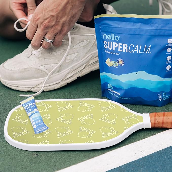 Nello Supercalm Powdered Drink Mix, Cortisol Reducer* and Sleep Aid Supplement, L Theanine, Ksm-66 Ashwagandha, Magnesium Glycinate, Vitamin D 3, No Sugar, Non GMO, On The Go, 20 Ct, Lemon Lime