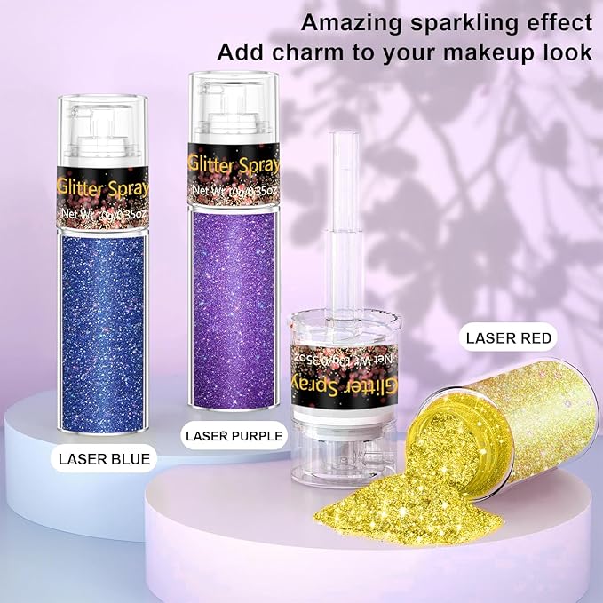 Hair and Body Glitter Spray, 1PC Glitter Hairspray Dry Powder Makeup for Clothes, Festival Rave Prom Loose Sparkle Powder,Holographic Ultra Fine Resin Glitters for Crafts (1PC Sparkling Gold)
