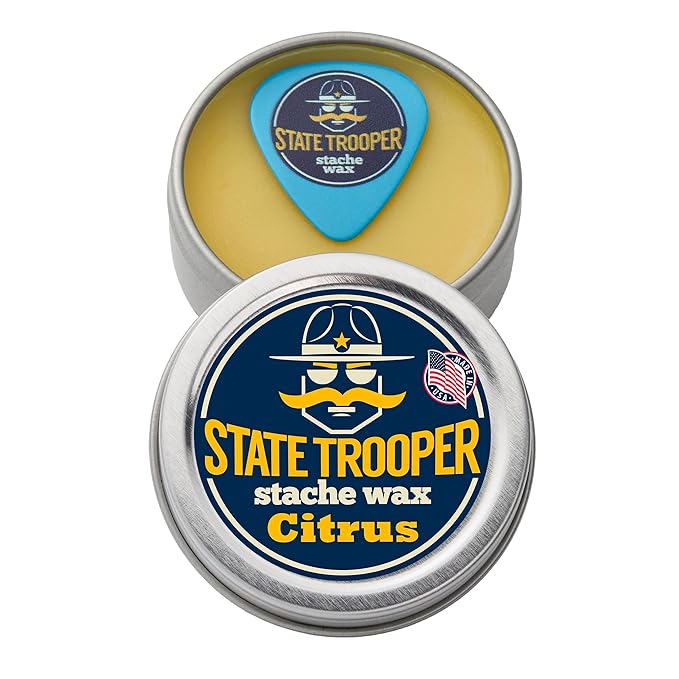 Medium Hold Mustache Wax with Beeswax, Coconut Oil & Lanolin – Natural Moustache Grooming & Styling Wax with Citrus Scent - Nourishing Mustache Conditioner & Sculpting Wax