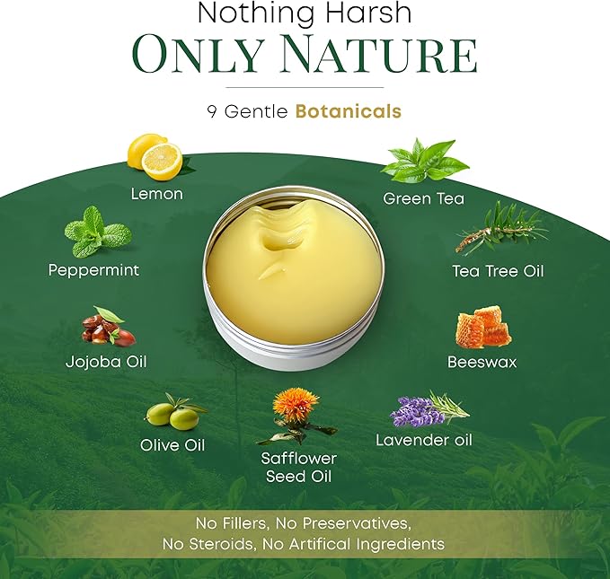 Tea Tree Oil Balm- All Natural | Great Cream for Soothing Eczema, Cracked Foot, Rashes, Jock Itch, Bug Bites, Folliculitis, Acne, Itchy Skin, Cuticles, Psoriasis, Saddle Sores- For Women & Men, 2-Pack