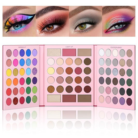 UCANBE Pretty All Set Eyeshadow Palette Pro 86 Colors Holiday Makeup Kit, Matte Shimmer Glitter Eye Shadows Highlighter Blush Contour All-in-One Make Up Pallet Christmas Valentines Gift Set