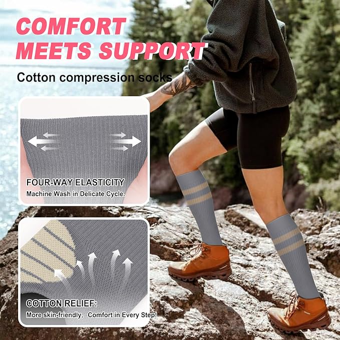 Iseasoo 4 Pairs Compression Socks for Women Circulation-Best Support for Nurses,Running,Athletic,Travel