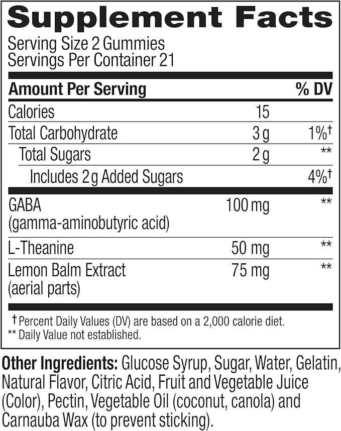 OLLY Goodbye Stress Gummy, GABA, L-Theanine, Lemon Balm, Stress Relief Supplement, Berry - 42 Count