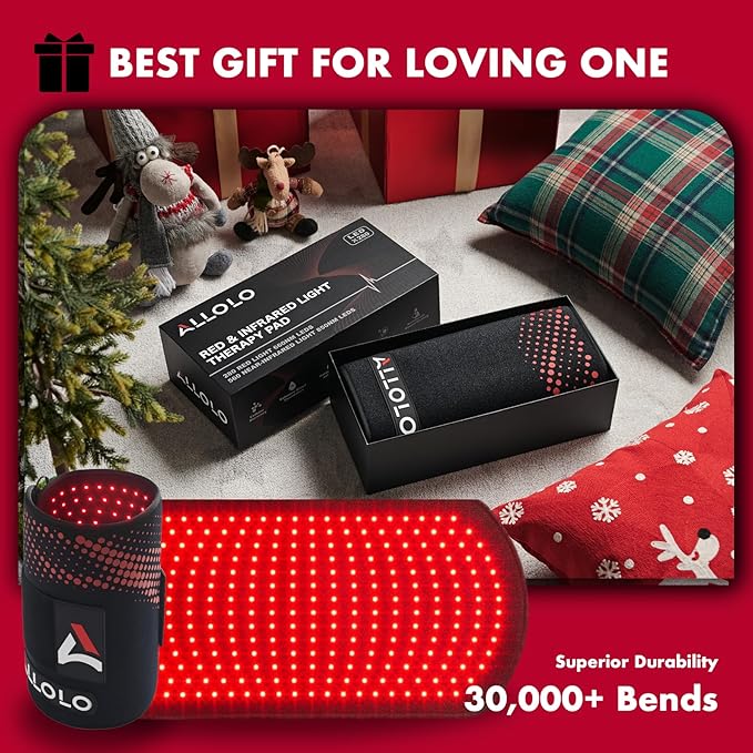 ALLOLO Red Light Therapy for Body, 27.6"*13.9" Large Infrared Light Therapy with Timer, 280pcs 3-in-1 LEDs 660nm&850nm Red Light Therapy Pad for Back Belly Knee Joint (with Storage Bag & Glasses)