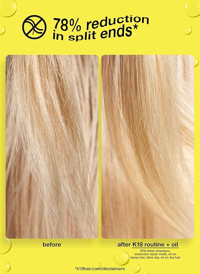 K18 Molecular Repair Hair Oil, Weightless Oil for Stronger, Healthier Hair, Suitable For All Hair Types, 1 Fl Oz