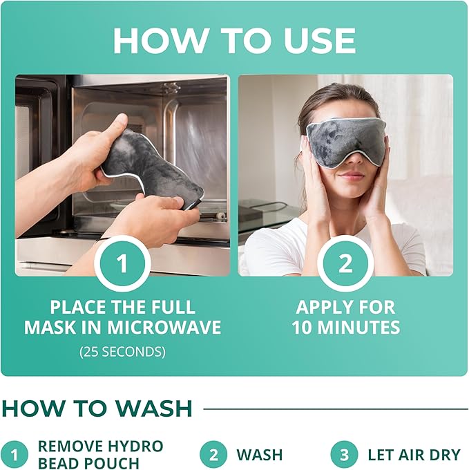 MyHalos® Heated Eye Mask for Dry Eyes - Steam Warm Compress for Eyes - Remove Styes, Chalazion Therapy Warming and Heating Pad Hot Compress - Moist Heat Mask for Blepharitis & MGD - FSA|HSA Eligible