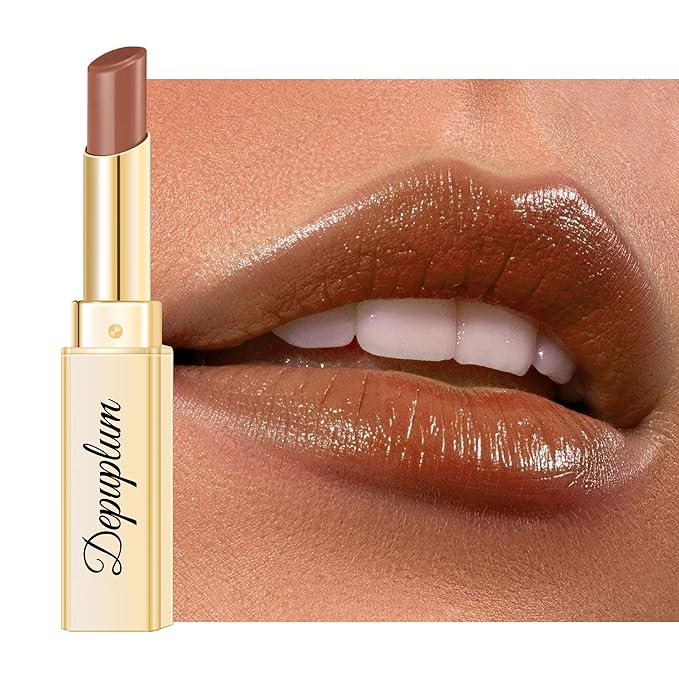 Depuplum Brown Lipstick for Women Hydrate Glossy Lipstick Moisture Lip Gloss Sheer-Medium Coverage Long Lasting Lipsticks for Dry Lips (DM72 Brown)