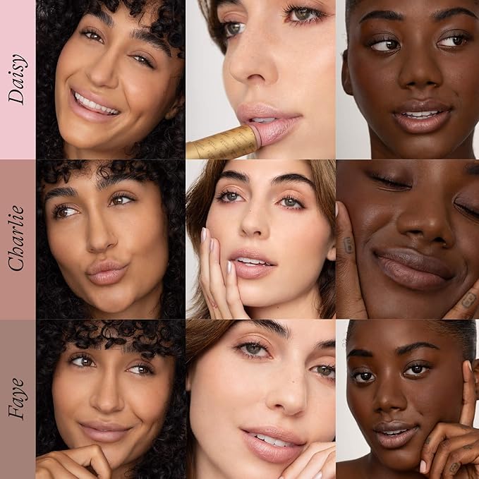 Poppy & Pout All Natural Lip Tints, Sustainable Cardboard Tubes, Hand-filled, Beeswax, Vitamin E, Coconut Oil, Cruelty Free (Love & Light Shades Trio)