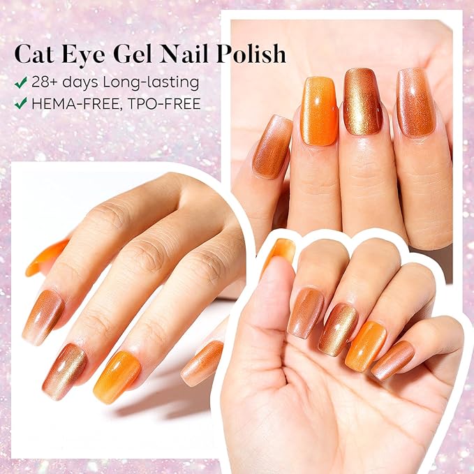 AIMEILI Cat Eye Gel Nail Polish U V LED Hema Free Cruelty Free Vegan Gel Polish Colors for Nail Art Kit Set Of 6pcs X 10ml - Kit Set 67