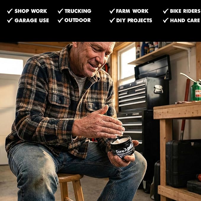 CureABull Trucker Hand Balm – Ultimate Relief for Dry, Cracked Hands – Non-Greasy Within Minutes, Long-Lasting Moisturizing Treatment – 4oz