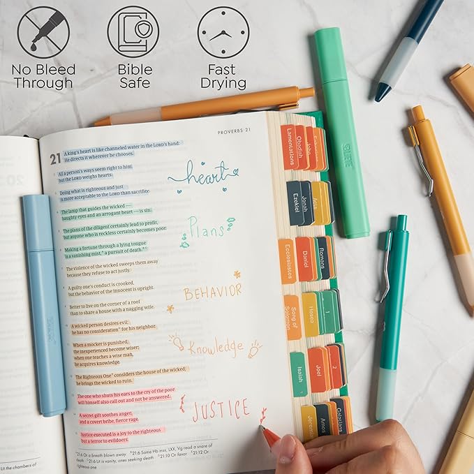 BLIEVE - Aesthetic Highlighters and Gel Pens With Soft Ink and Chisel Tip, Bible Highlighters and Pens No Bleed, Dry Fast Easy to Hold, for Bible Journaling Planner School Supplies (VINTAGE)