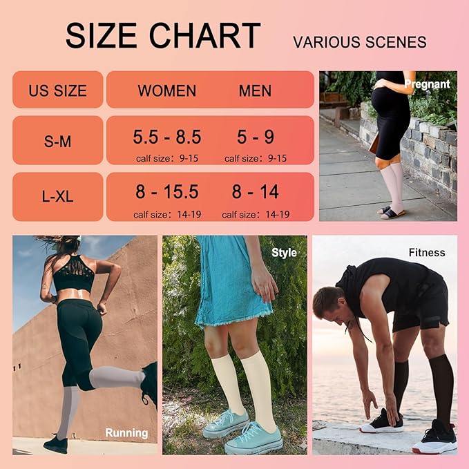 Iseasoo 4 Pairs Compression Socks for Women Circulation-Best Support for Nurses,Running,Athletic,Travel