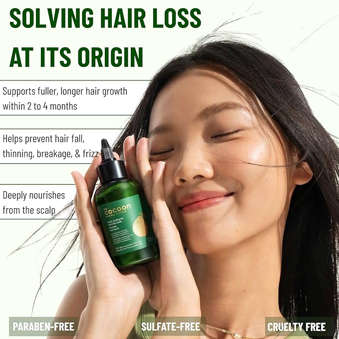 Cocoon Pomelo Oil Hair Tonic. 100% Vegan Scalp Serum Treatment for Thinning, Damaged & Breakage Hair | Soften, Reduce Hair Loss & Promote Hair Growth (4.73 fl oz Each) (3 Boxes)