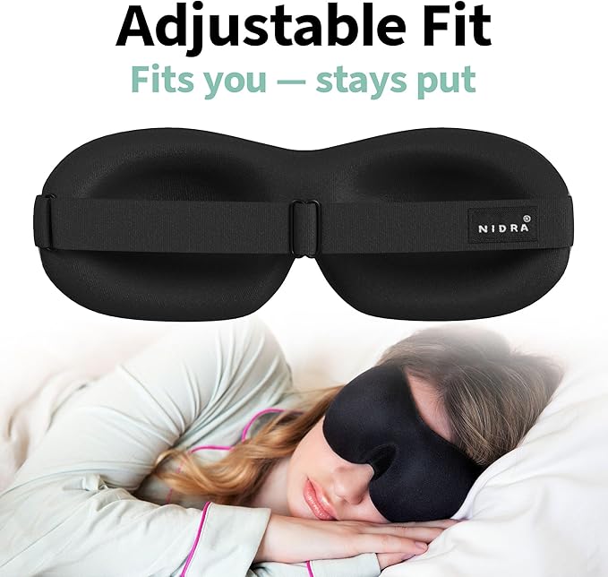 Nidra Contoured Sleep Mask for Side Sleepers – Zero Pressure Fit, Light Blocking Eye Shade for Sleeping & Travel – Purple, Standard Size