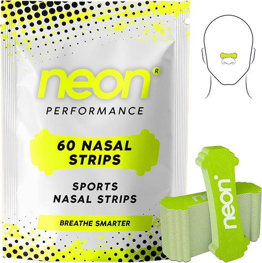 Nasal Strips (60 Count) - Oil & Sweat Resistant Adhesive - Athletic Nasal Strips for Sport & Nose Strips for Snoring & Sleeping - Nose Strips for Breathing (NEON Green Color)