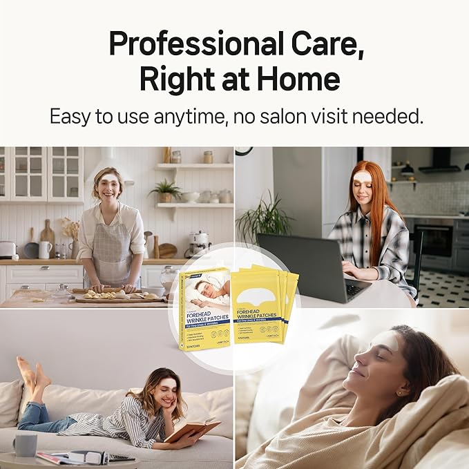 Forehead Wrinkle Patches Overnight 12ct Korean Hydrogel Anti Wrinkle Patches with Collagen, Hyaluronic Acid and Vitamin E for Forehead Lines