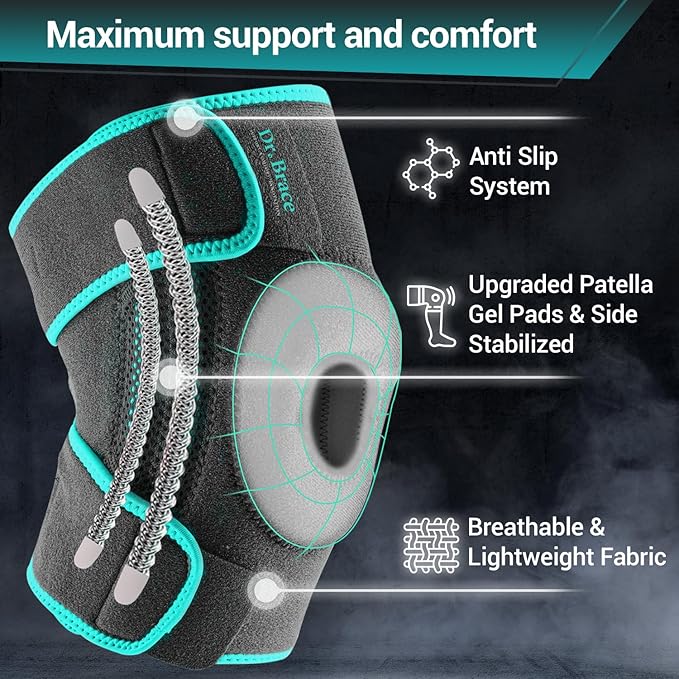 DR. BRACE ELITE Knee Brace with Side Stabilizers & Patella Gel Pads for Maximum Knee Pain Support and fast recovery for men and women-Please Check How To Size Video (Earth, X-Large)