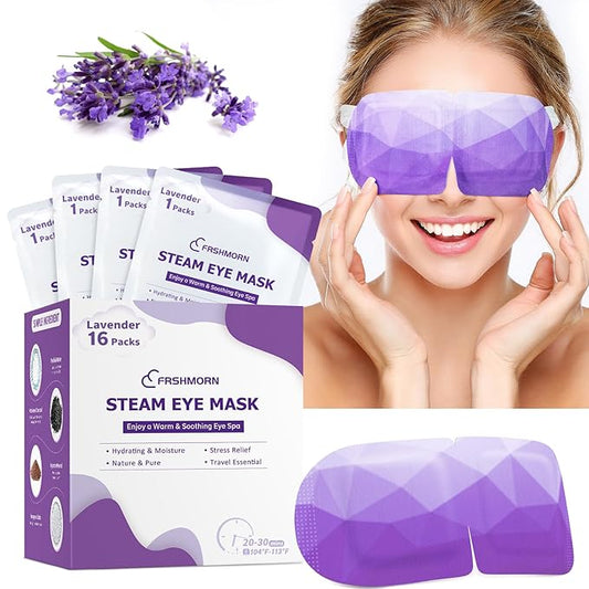 16 Packs Steam Eye Mask, Heated Eye Mask for Sleeping, Warm Compress for Eyes, Self Heating Disposal Steam Mask for Home Sleep, Office, Spa, Travel Essentials Valentine's Day Gift (Lavender)