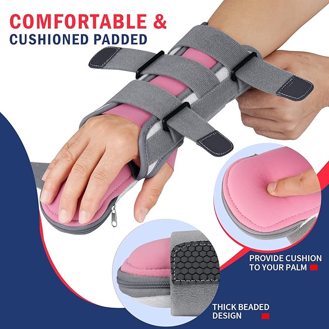 FEATOL Resting Hand Splint For Men and Women, Stroke Hand Night Immobilizer Pain Relief For Carpel Tunnel, Stroke Recovery, Left, Medium