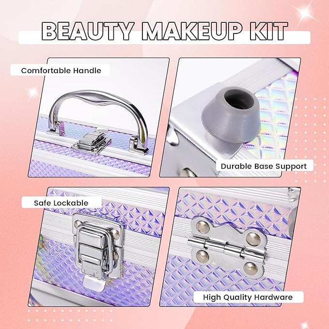 Makeup Kit for Women Girls, Fashionable Make Up Present Set for Beginners Professionals Traveler with Case, Makeup Essential with Eyeshadow Palette, Lip Gloss, Mascara,Foundation Face Primer(Purple)