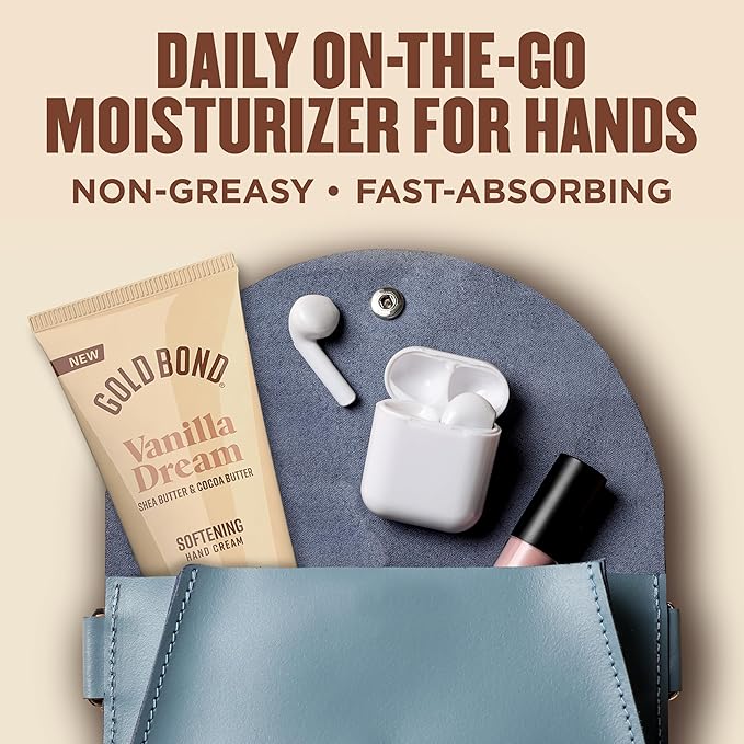 Gold Bond Vanilla Dream Softening Hand Cream, Luxurious Everyday Hand Cream with Shea Butter to Help Boost Skin Moisture and Cocoa Butter to Help Soften Skin, Warm Vanilla Dream Scent, 3 oz, 4 pk