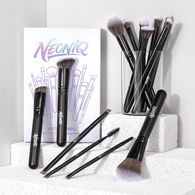 14 PCS Professional Makeup Brushes, Makeup Brush Set, Foundation Powder Blending Concealer Eyeshadows Blush Cosmetics Brushes,Versatile Face Make Up Tools For Liquid, Cream, Loose(Black)