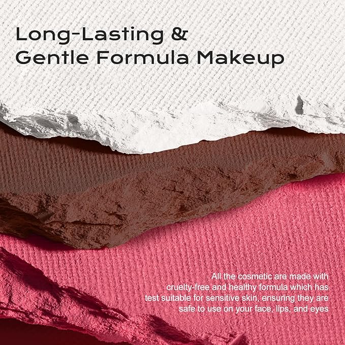 Color Nymph 3-IN-1 Face Makeup Palette, Ultra-Smoothy Blush Highlighter Bronzer Makeup Set, Matte & Long-Lasting, Natural Finish - Makeup Stacks for Travel | Vegan & Cruelty-Free - Sunset Kiss