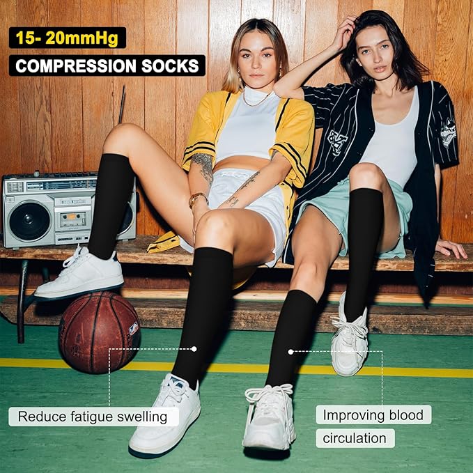 Iseasoo 4 Pairs Compression Socks for Women Circulation-Best Support for Nurses,Running,Athletic,Travel