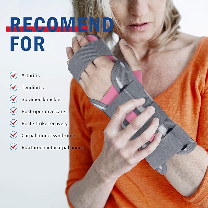 FEATOL Resting Hand Splint For Men and Women, Stroke Hand Night Immobilizer Pain Relief For Carpel Tunnel, Stroke Recovery, Right, Small