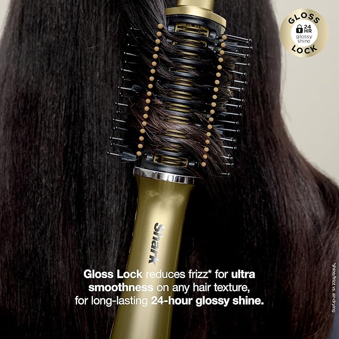 Shark Glossi 2-in-1 Hot Tool and Air Glosser, Ultra-Fast, Ultra-Glossy Blowouts at-Home, Heat-Controlled Ceramic, Curly, Coily, and Color Friendly, Liquid Gold, HT302GD