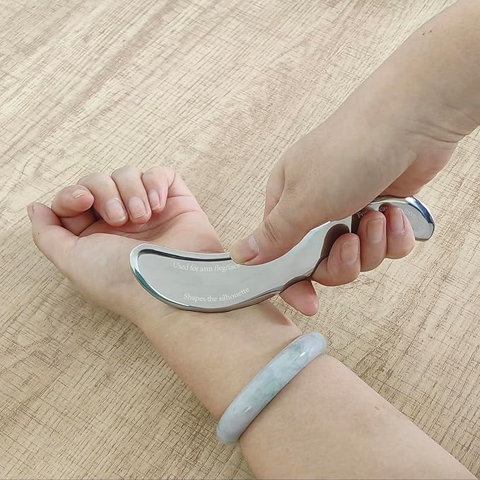 BYYDDIY 6.3 inch Stainless Steel Gua Sha Muscle Scraper Tool,Scar Tissue Tool,Physical Therapy Tools,Muscle Scraping Tool,Guasha Massage Scraper,IASTM Tools (S.S-1)