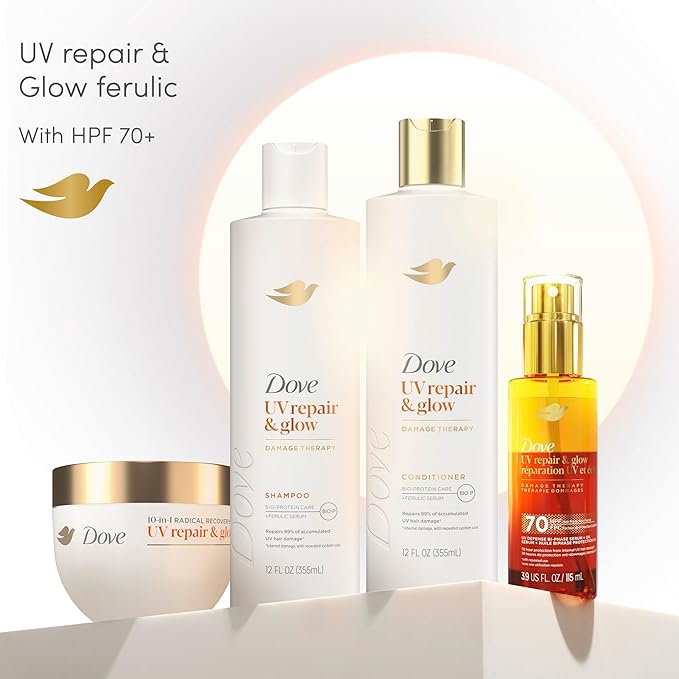 Dove Radical Recovery 10-in-1 Hair Mask 1ct UV Repair & Glow Deep recovery from 99% of UV hair damage with Melting Lumi-Beads 9.2 oz