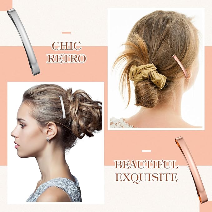Hotop 30 Pieces Open Center Metal Barrettes Anti-slip Metal Hair Clip for Women, Assorted Colors(Slide Barrette,Rose Gold,Silver, Gold)