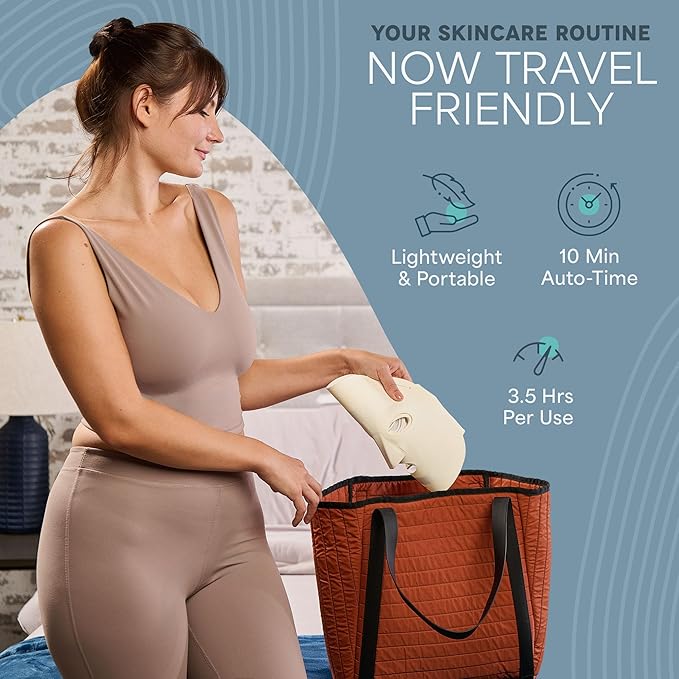 Lifepro Red Light Therapy Mask –Revitaglow Infrared Red Light Therapy for Face and Neck - LED Mask with 3 to 4 Modes – 2000mAh Battery & Auto-Timer - for Daily Skin Wellness and Comfort