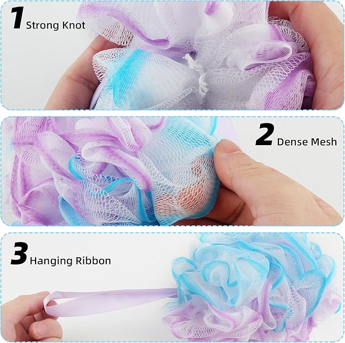 Chuya Bath Sponges Loofahs 60g,4 Pack Exfoliating Bath Sponge Body Scrubber Shower Loofa Balls for Women Men Children Washing