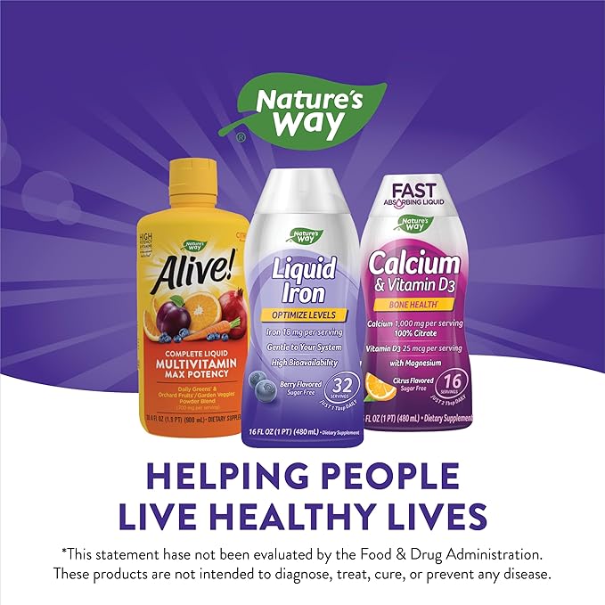 Nature's Way Liquid Iron, Provides Daily Value of Iron, Sugar Free, Berry Flavored, 16 Fl. Oz. (Pack of 2)