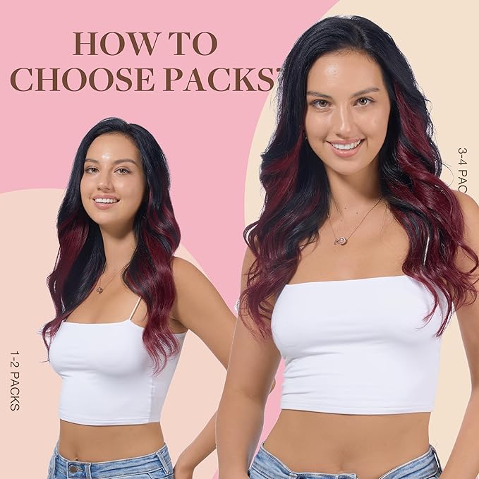 GOO GOO Tape in Hair Extensions Human Hair, 1/99 Balayage Jet Black to Red, 10inch 30g 20pcs, Skin Weft Seamless Invisible, Silky Straight with Thick Ends, Remy Human Hair